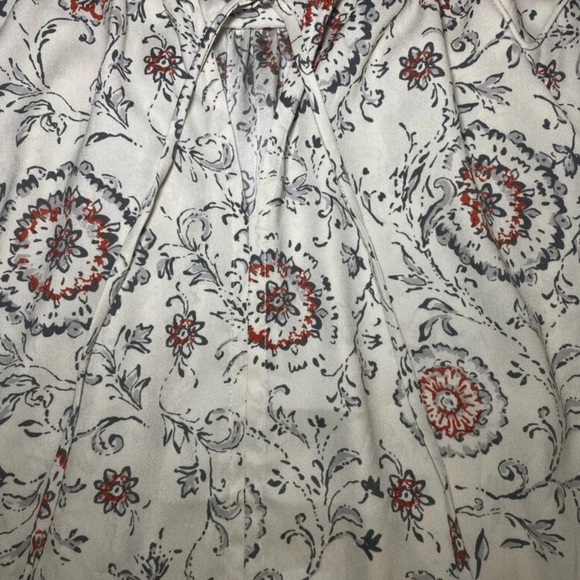 ANN TAYLOR Long Sleeve VNeck Boho Blouse Size M Creme, Gray, Burnt Orange Floral - Picture 3 of 10